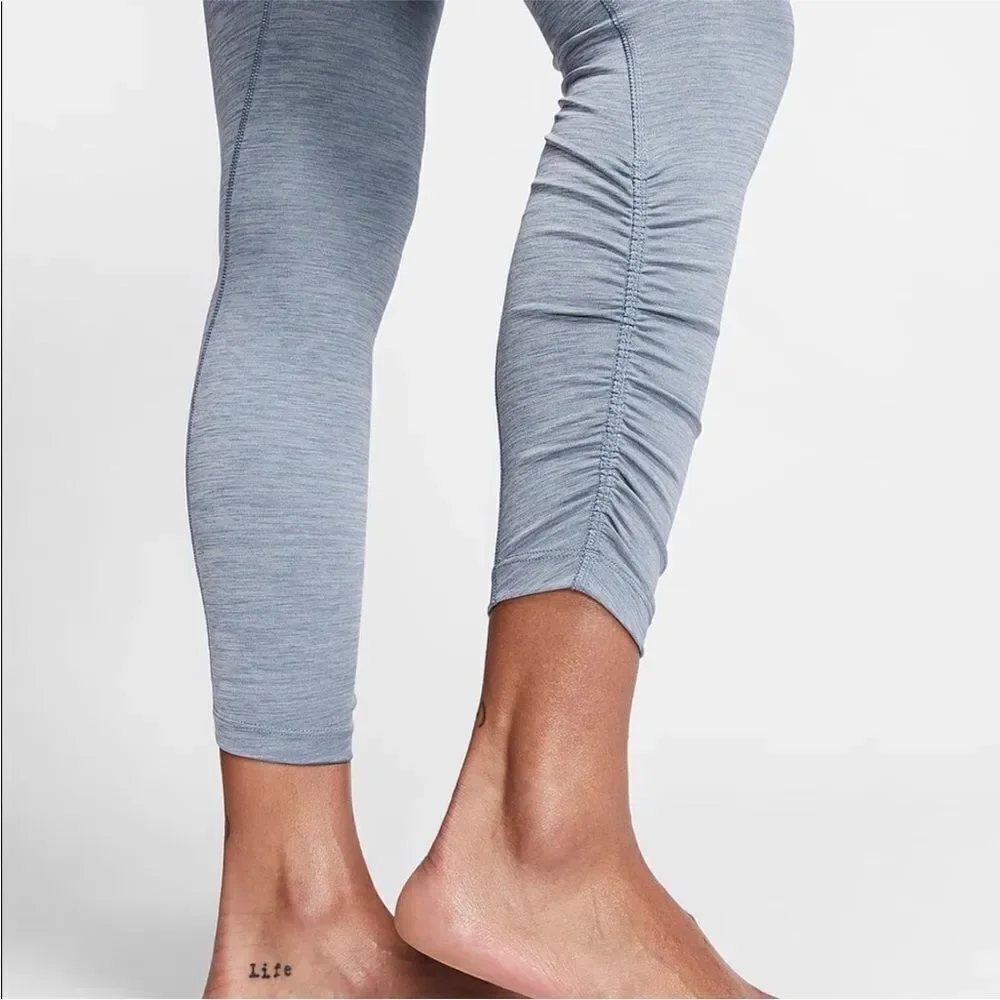 NIKE YOGA | Dusty Blue High Rise 7/8 Length Cinched Leggings Women’s Size Large